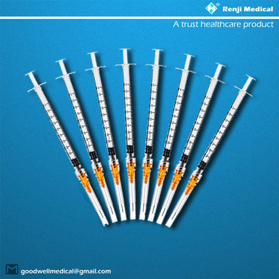 MSDS ডিসপোজেবল মেডিক্যাল কনস্যুমেবলস, 25G 1ml Luer লক সিরিঞ্জ সুই দিয়ে
